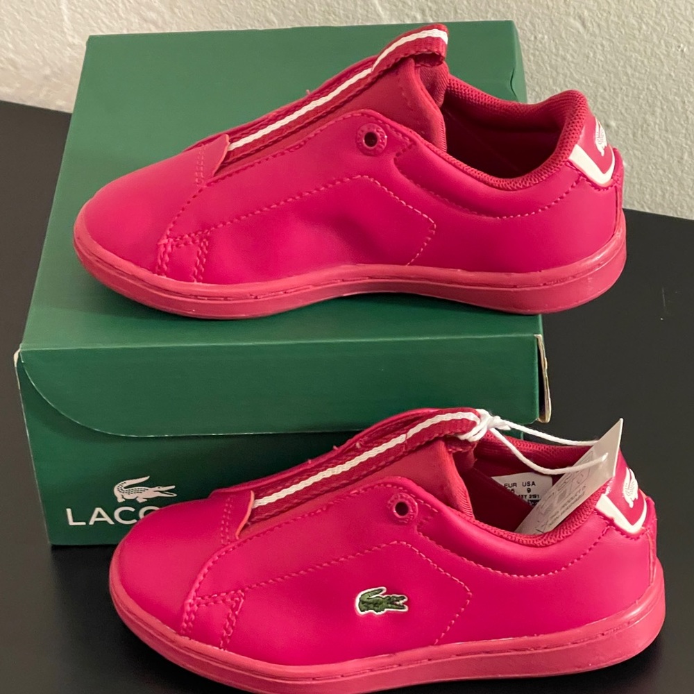 Lacoste Carnaby EVO Sneakers,  Kids Size 9, Red, New